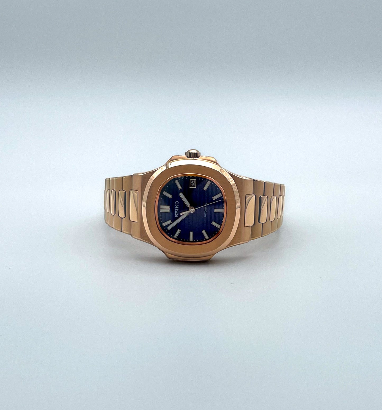 Seiko-mod-nautilus-rose-gold-liegend-frontansicht-horizontal- Liegend, frontansicht, horizontal, liegend