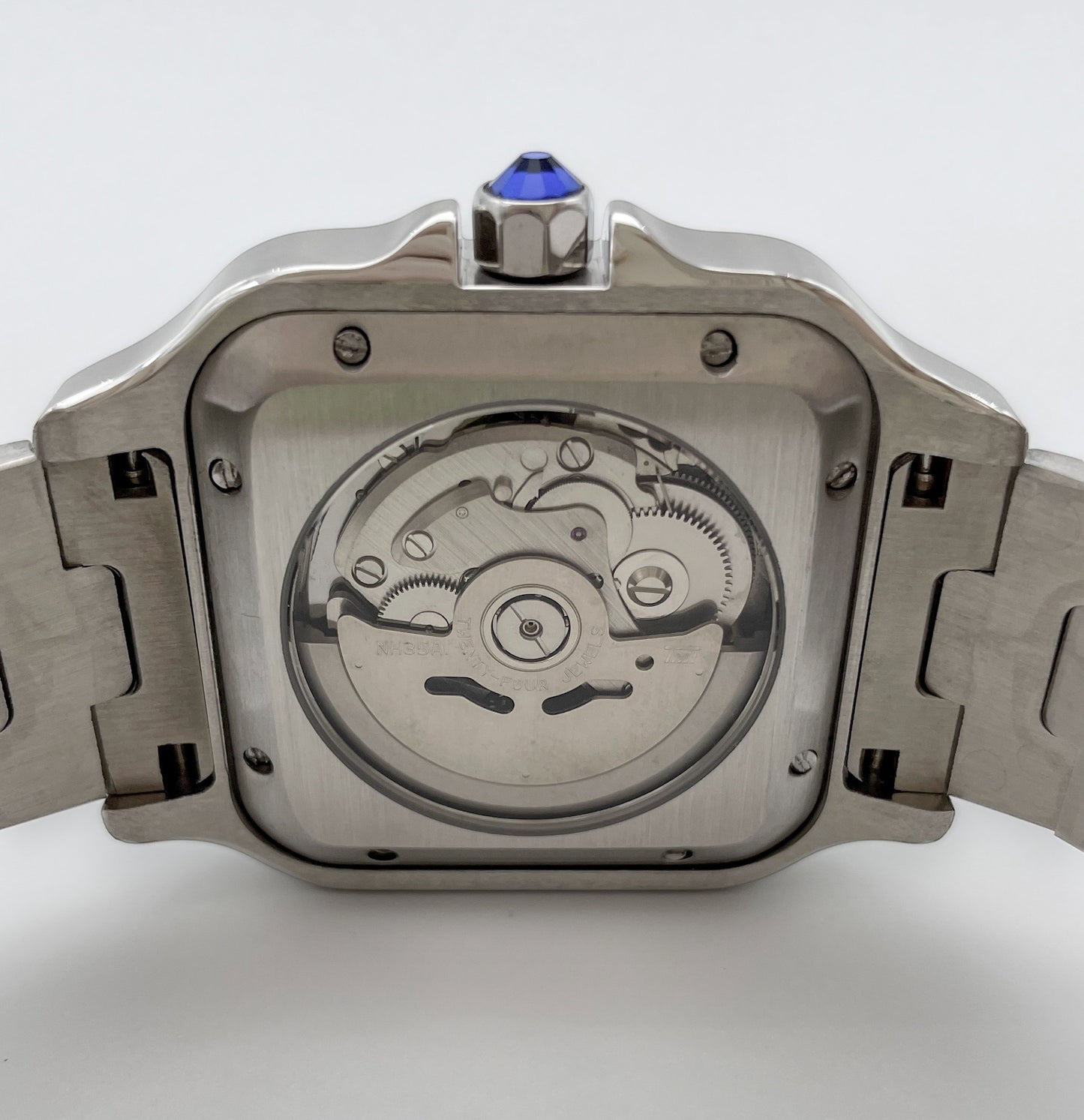 Seiko-mod-santos-classic-rückseite-uhrwerk-nah- rückseite, uhrwerk, nah